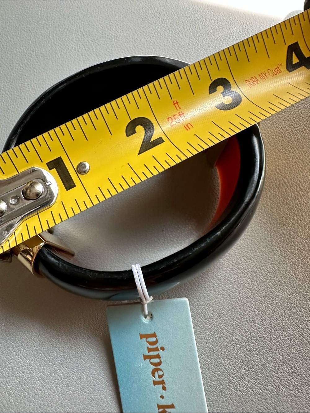 Piper - Black and Amber Resin Hinged Bangle Bracelet - Picture 4 of 5